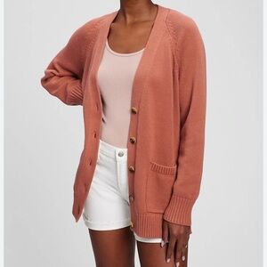 Gap Boyfriend pocket cardigan size Small Cedarwood Pink cotton